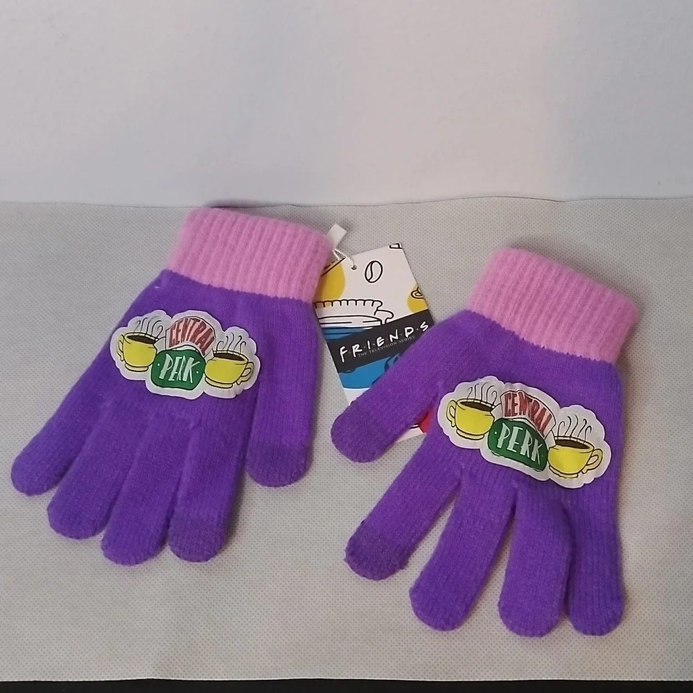 Womens Purple / Pink Friends Touchscreen Compatible Gloves